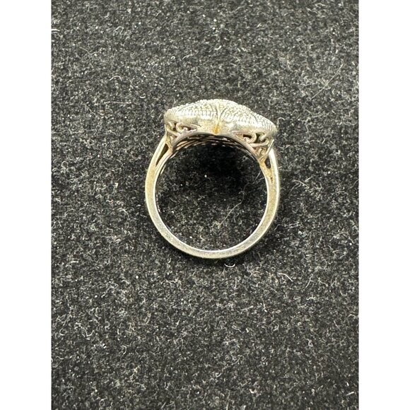 Size 7 Unbranded 925 Sterling Silver Heart Statement/Cocktail Ring w/ White Gems - Picture 3 of 5